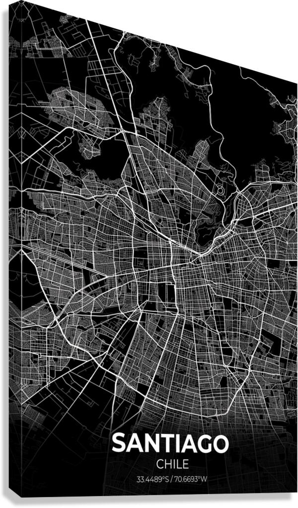 Santiago Chile City Map Print Canvas Print