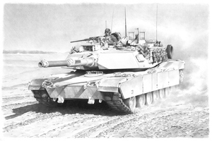 Tank Print: M1 Abrams Tank Photo Like Drawing