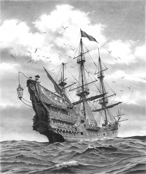 Ship Print: Blackbeard Pirate Ship aka Queen Anne’s Revenge by R7ART