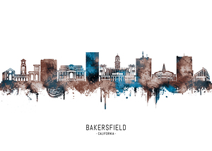 Bakersfield California Skyline Sepia