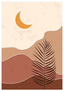 Modern sun and moon landscape. b