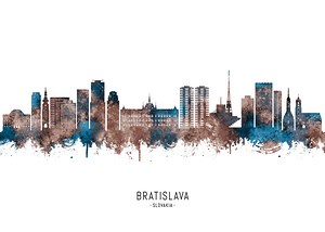 Bratislava Slovakia Skyline Sepia