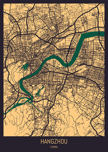 Hangzhou China City Street Map