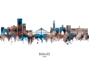 Badajoz Spain Skyline Sepia