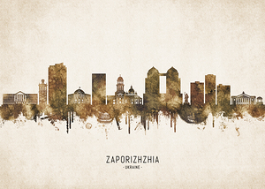 Zaporizhzhia Ukraine Cityscape Vintage