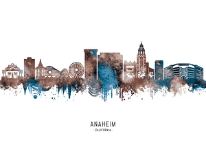 Anaheim California Skyline Sepia