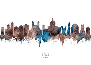 Como Italy Skyline Sepia