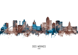 Des Moines Iowa Skyline Sepia