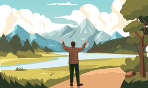 People enjoying landscape. b