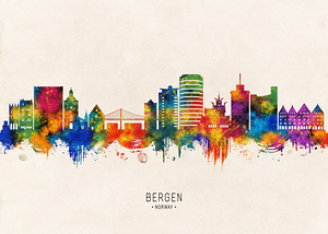 Bergen Norway Skyline Beige