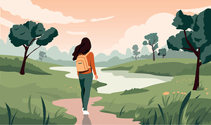 People enjoying landscape. a