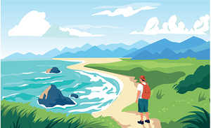  Vacation trip and hiking. e