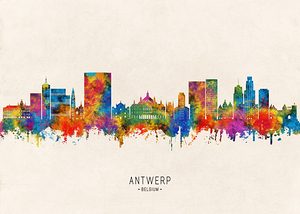 Antwerp Belgium Skyline Beige