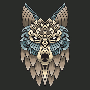 Abstract Colorful Wolf