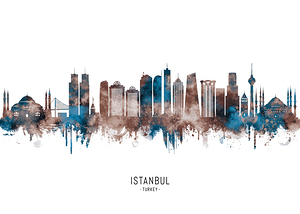 Istanbul Turkey Skyline Sepia