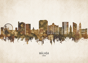 Malaga Andalusia Cityscape Vintage