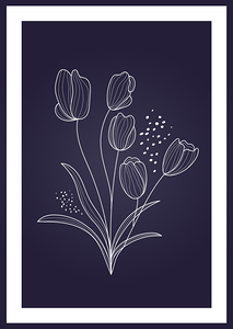 Modern flowers line art. c