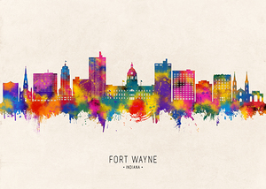 Fort Wayne Indiana Skyline Beige