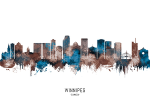 Winnipeg Manitoba Skyline Sepia