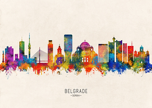 Belgrade Serbia Skyline Beige