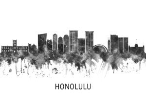 Honolulu Hawaii Skyline BW