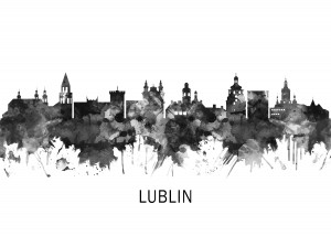 Lublin Poland Skyline BW