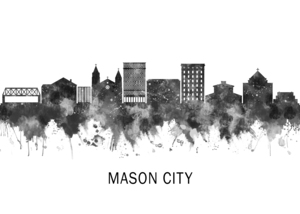 Mason City Iowa Skyline BW