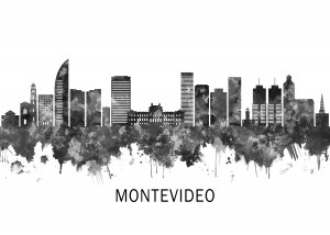 Montevideo Uruguay Skyline BW
