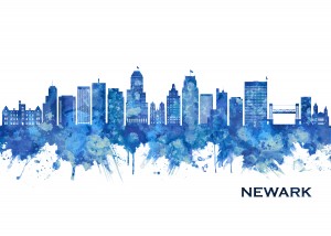 Newark New Jersey Skyline Blue
