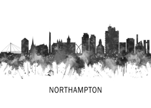 Northampton England Skyline BW