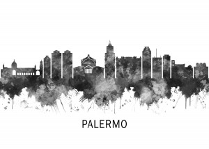 Palermo Italy Skyline BW