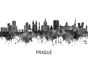 Prague Czech Republic Skyline BW