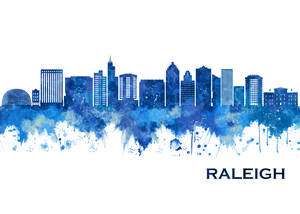 Raleigh North Carolina Skyline Blue