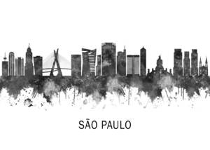 Sao Paulo Brazil Skyline BW