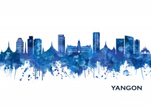 Yangon Myanmar Skyline Blue