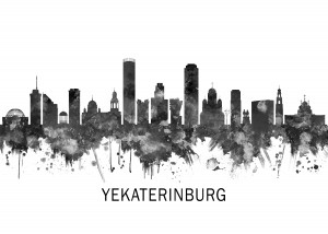 Yekaterinburg Russia Skyline BW
