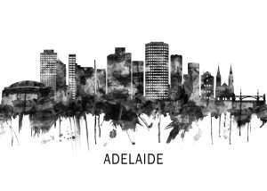 Adelaide Australia Skyline BW