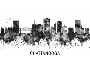 Chattanooga Tennessee Skyline BW