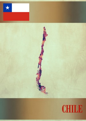 Chile Map with Flag