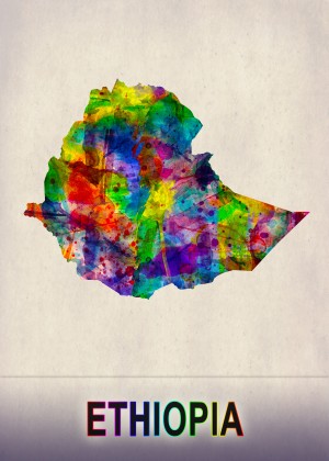 Ethiopia Map in Watercolor