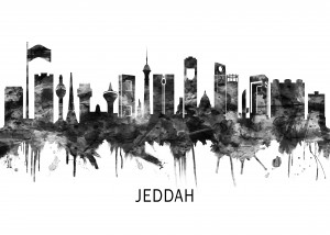 Jeddah Saudi Arabia Skyline BW