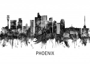 Phoenix Arizona Skyline BW