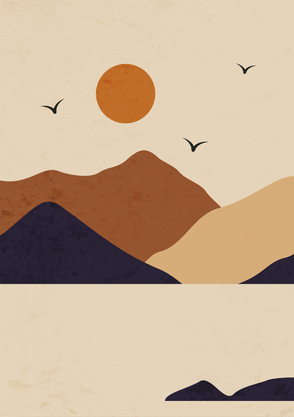 Day and night mountain landscape. b Print