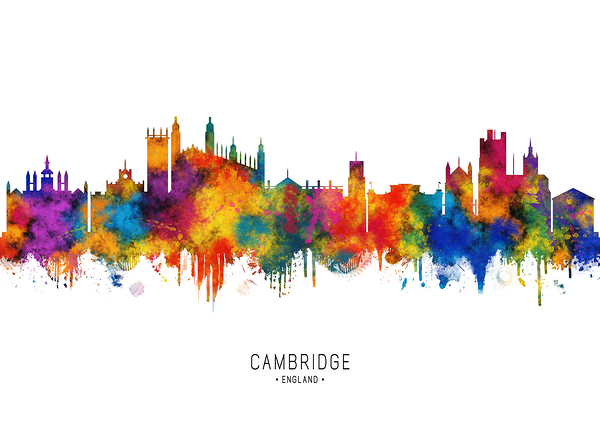 Cambridge England Skyline Print