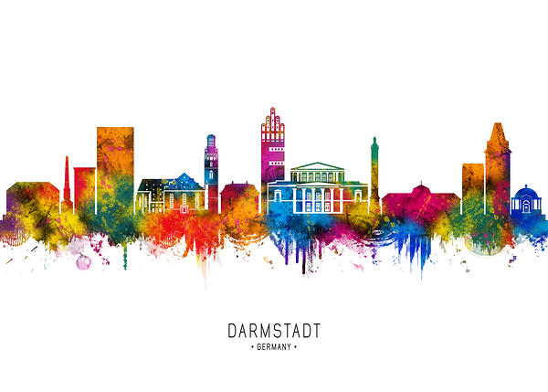 Darmstadt Germany Skyline Print