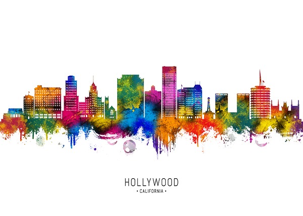 Hollywood California Skyline Print
