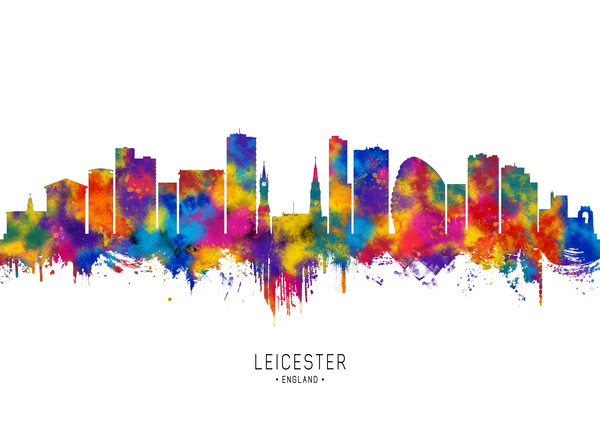 Leicester England Skyline  Print