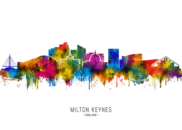 Milton Keynes England Skyline Print