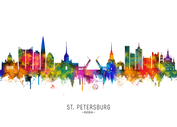 St. Petersburg Russia Skyline Print
