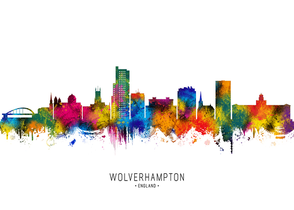 Wolverhampton England Skyline Print